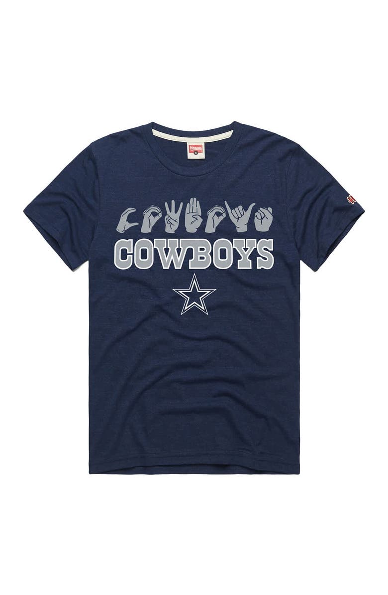 Homage Unisex Homage  Navy Dallas Cowboys NFL ASL Collection by Love Sign Tri-Blend T-Shirt, Alternate, color, Navy