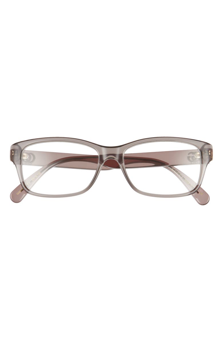 Gucci 53mm Rectangular Optical Glasses, Main, color, Transparent Grey