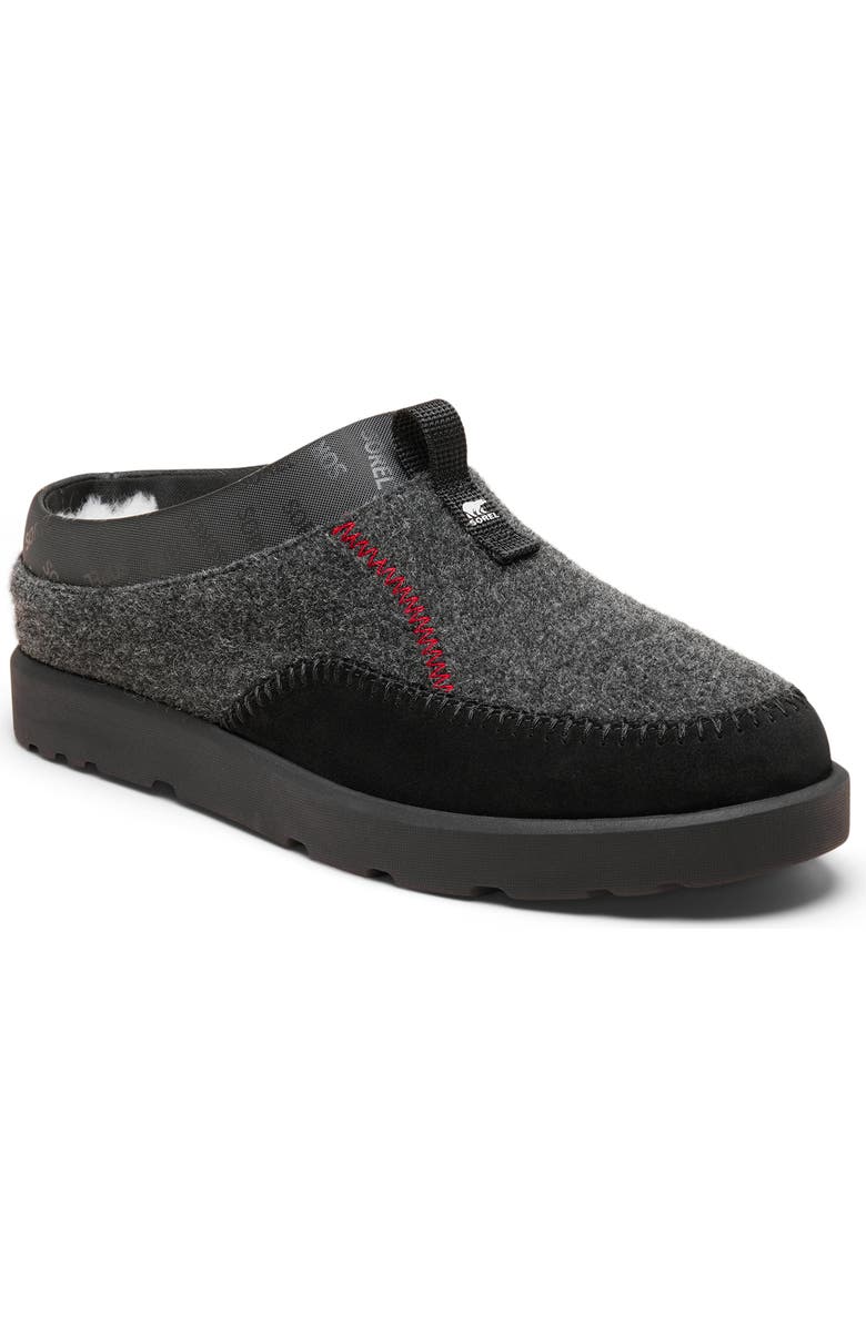 SOREL Byways<sup>™</sup> Faux Fur Lined Mule Slipper, Main, color, Black/ Black