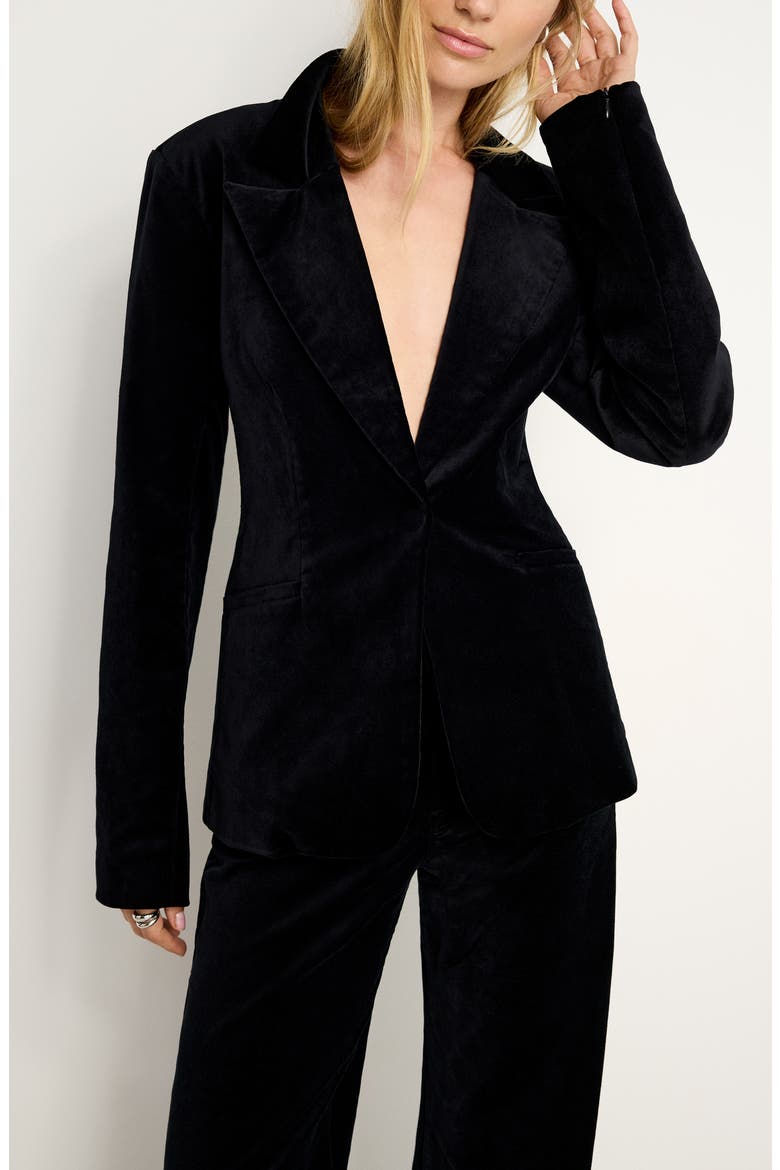 Sculpted Velvet Blazer, Main, color, BLACK001