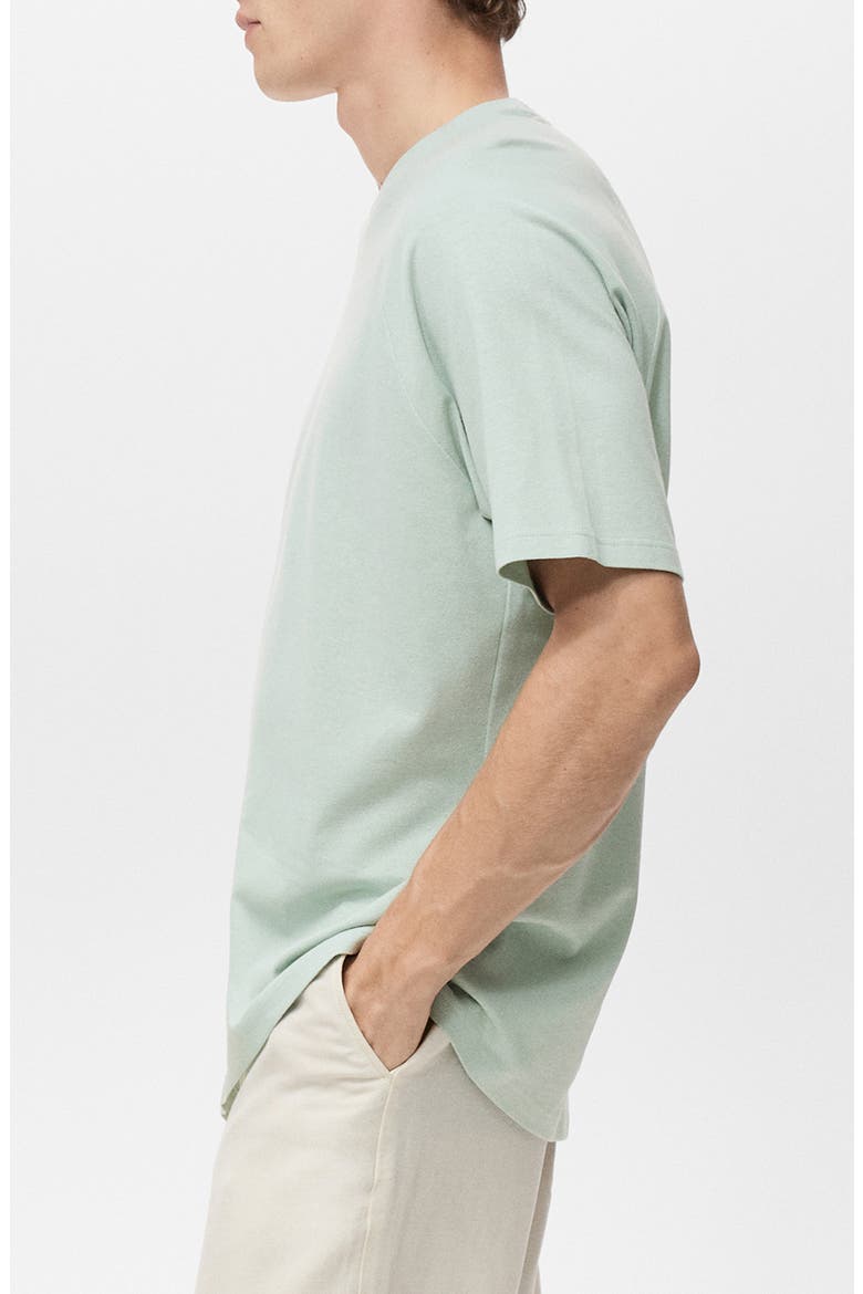Relaxed Fit Cotton & Linen Raglan T-Shirt, Alternate, color, AQUA GREEN