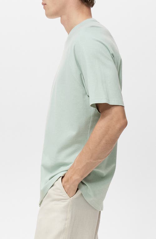 Mango Relaxed Fit Cotton & Linen Raglan T-shirt In Green