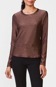 Anthem the Label Glitter Fitted Crewneck Long Sleeve Top