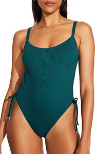 Vitamin A® Gemma Drawstring Accent Rib One-Piece Swimsuit