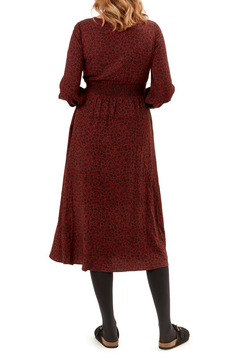 Leila Maternity & Nursing Dress, Alternate, color, BURGUNDY FLORAL