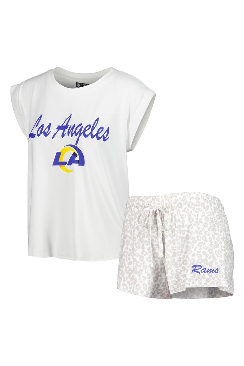 Women's Concepts Sport White/Cream Los Angeles Rams Montana Knit T-Shirt & Shorts Sleep Set, Main, color, White