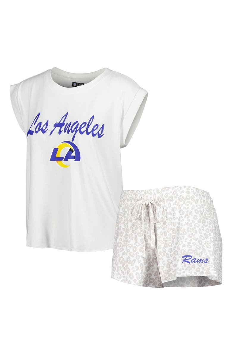 CONCEPTS SPORT Women's Concepts Sport White/Cream Los Angeles Rams Montana Knit T-Shirt & Shorts Sleep Set, Main, color, White