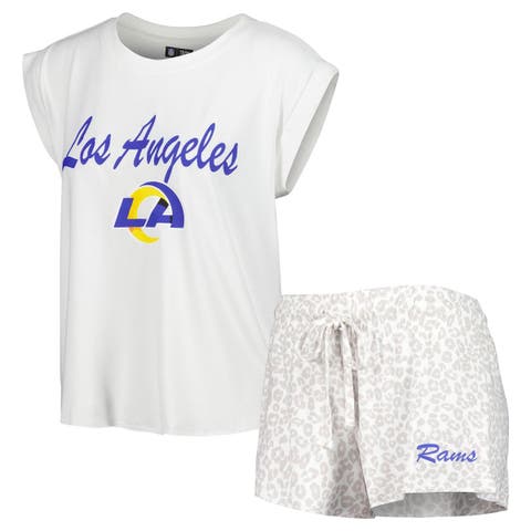 Women's Concepts Sport White/Cream Los Angeles Rams Montana Knit T-Shirt & Shorts Sleep Set