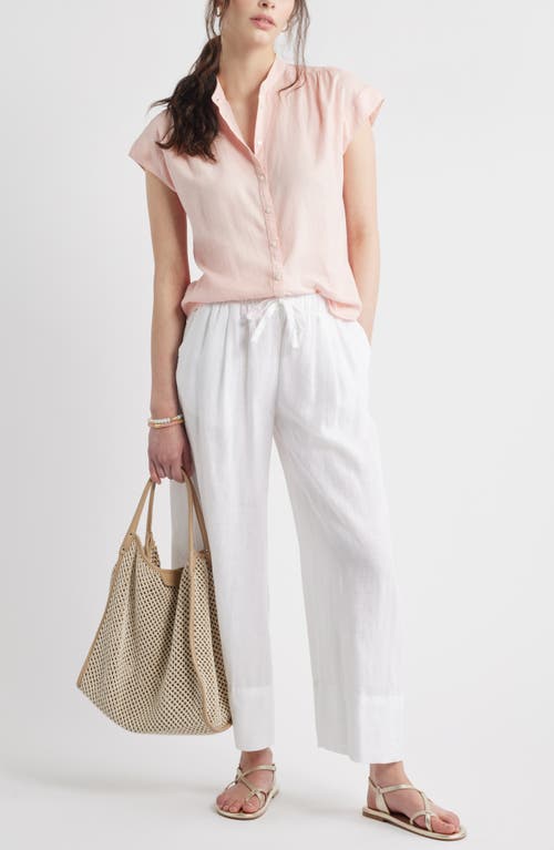 CASLONR CASLON(R) EASY CAP SLEEVE LINEN BLEND BUTTON-UP SHIRT