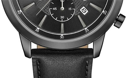 Kenneth Cole Dress Sport Chronograph Leather Strap Watch, 44mm