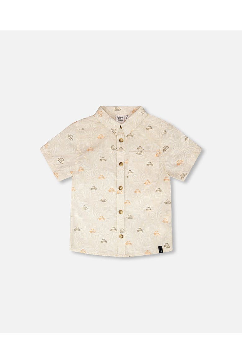 Short Sleeve Safari Poplin Shirt, Main, color, Beige Safari Print