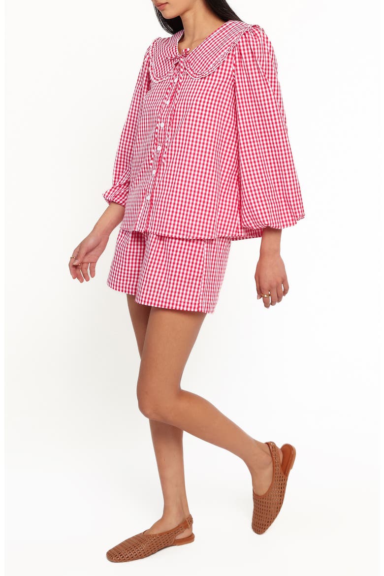Angela Gingham Shirt and Shorts Set, Alternate, color, RED GINGHAM