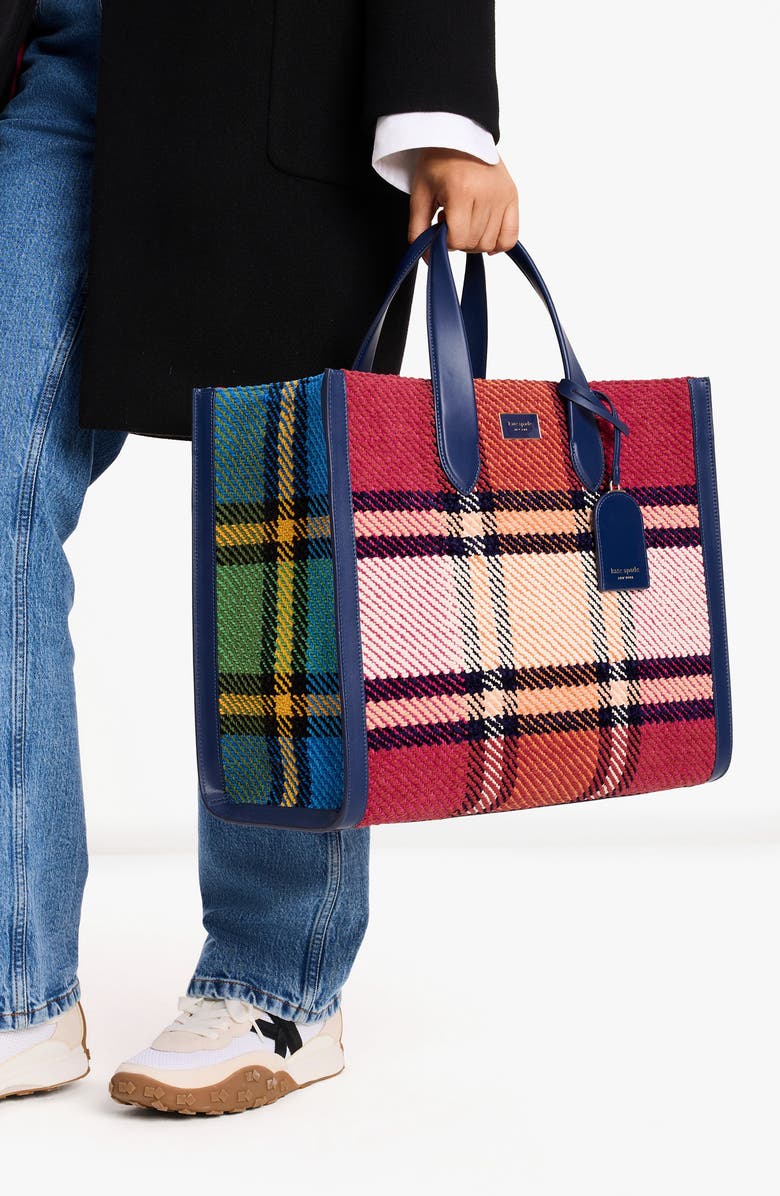 Kate Spade New York large manhattan grand plaid tote, Alternate, color,