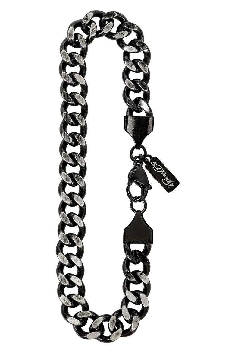 Men's Curb Chain Bracelet, Alternate, color, BLACK