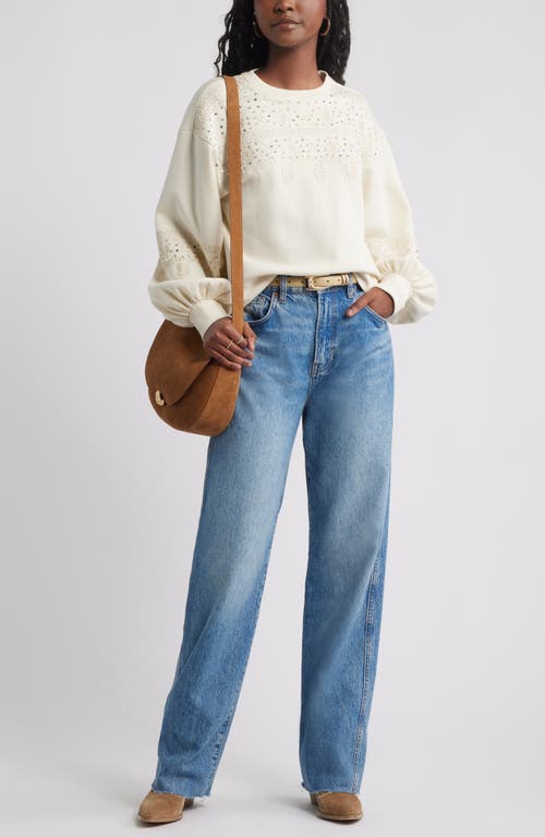 Treasure & Bond Sequin Embroidered Sweatshirt In White