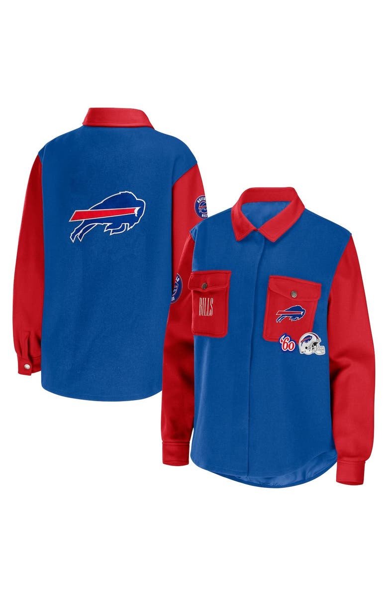 WEAR by Erin Andrews Women's WEAR by Erin Andrews Royal Buffalo Bills Snap-Up Shirt Jacket, Alternate, color, 