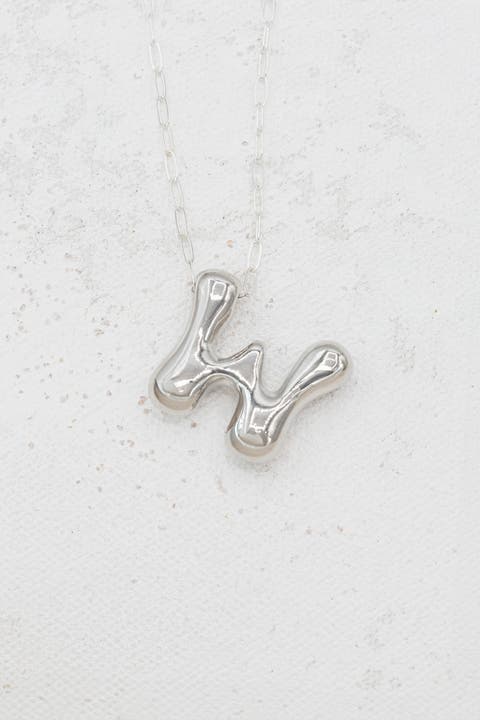 Small Paperclip Necklace with Silver Letter Charm