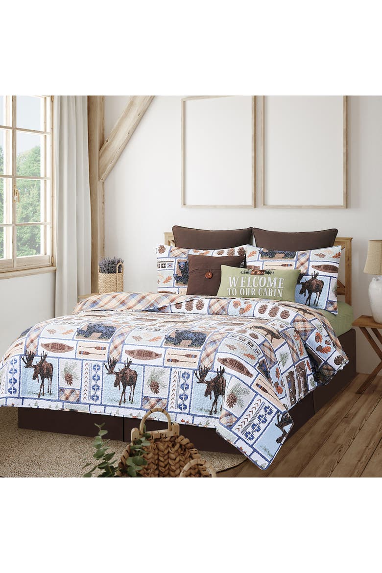 Oakley Rustic Lodge Cotton Quilt Set  - Reversible and Machine Washable, Main, color, Beige