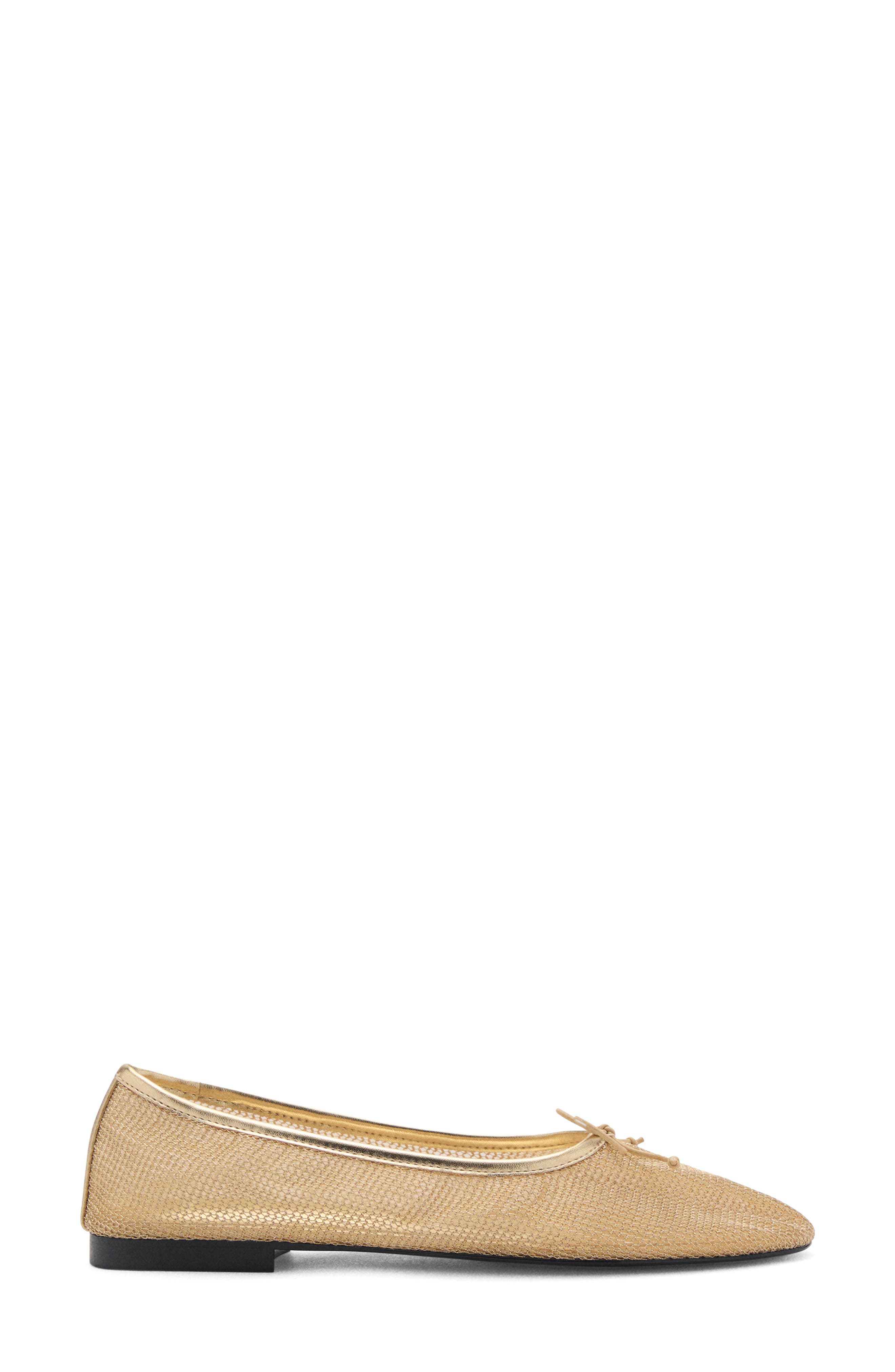 MANGO Mesh Ballerina Flat, Alternate, color, Gold