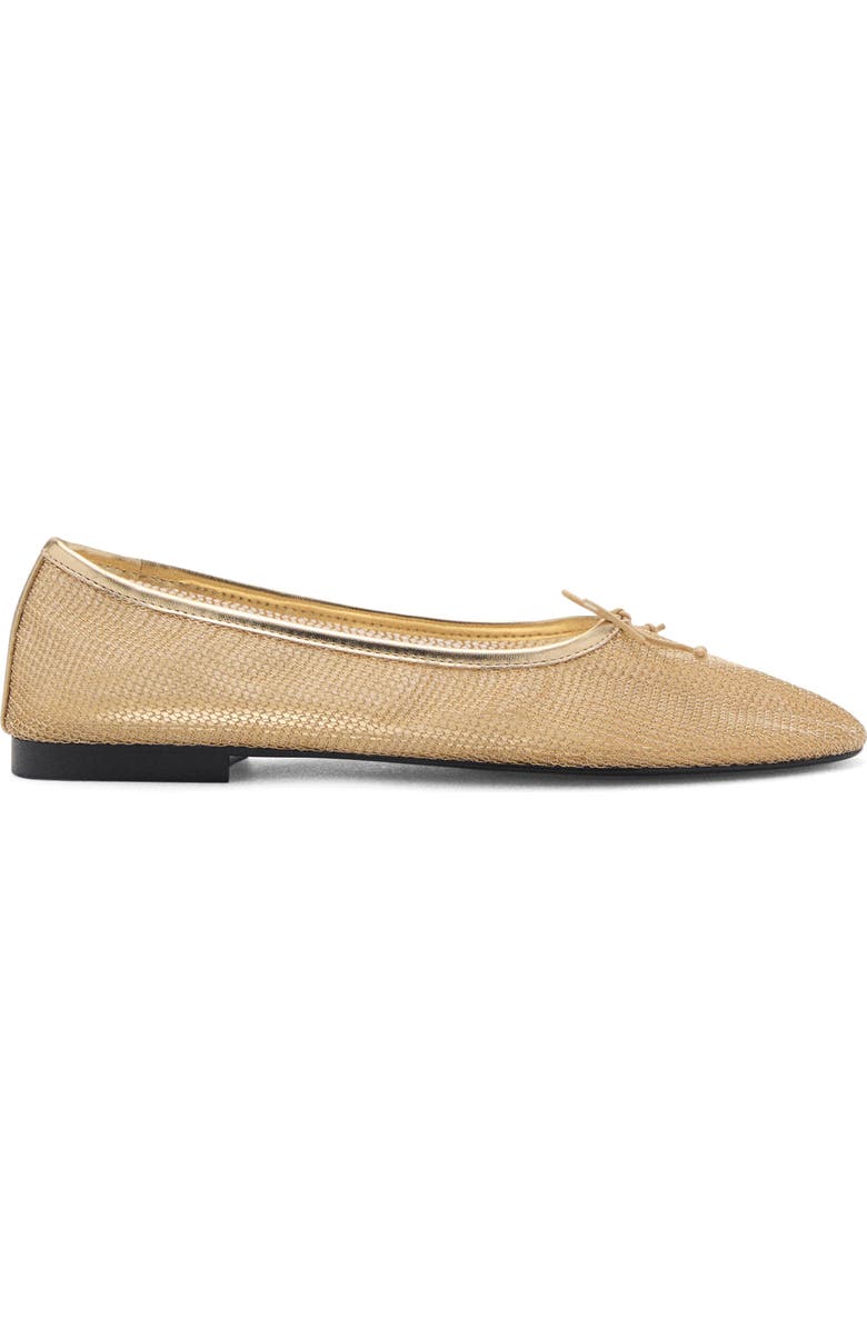 MANGO Mesh Ballerina Flat, Alternate, color, Gold