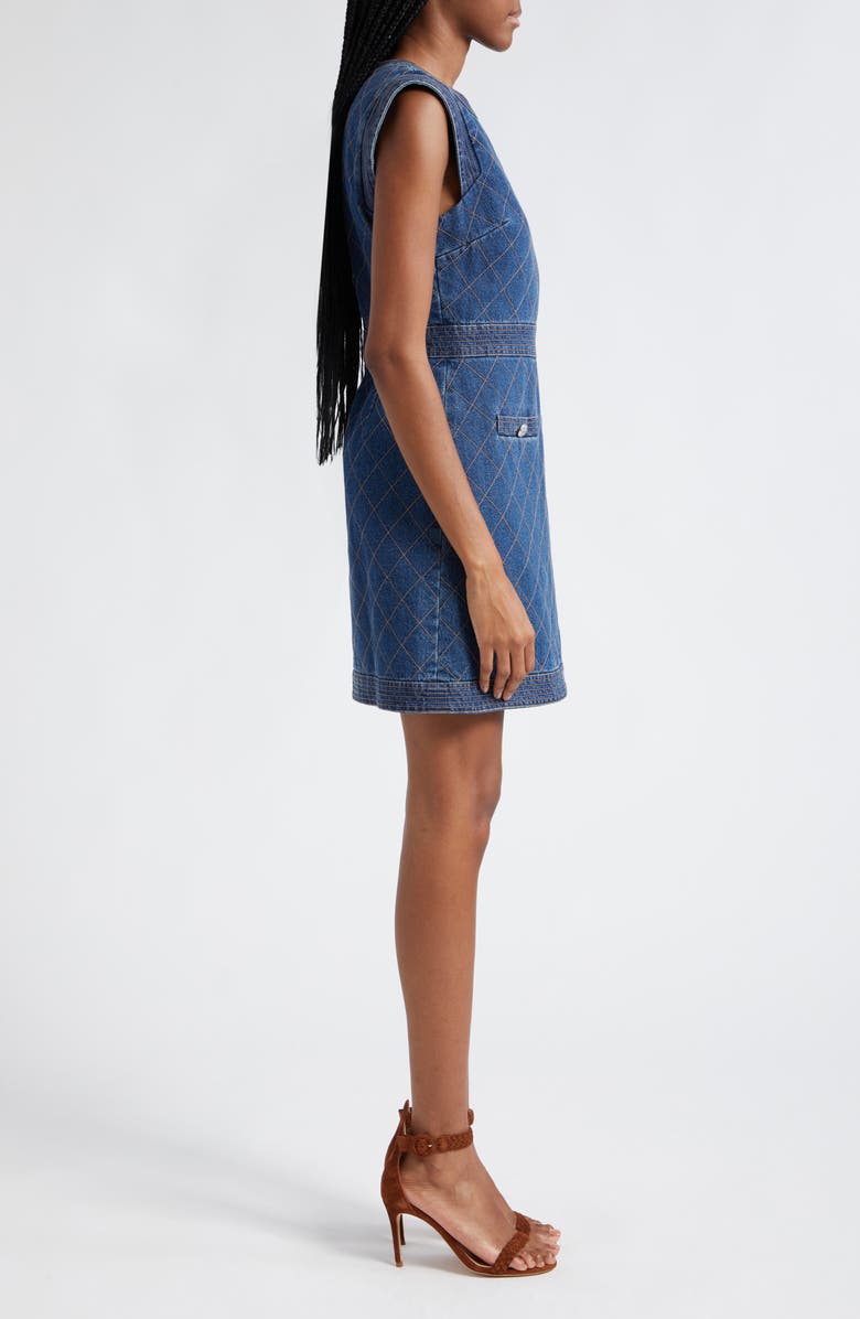 Veronica Beard Ginny Topstitch Denim Minidress, Alternate, color,