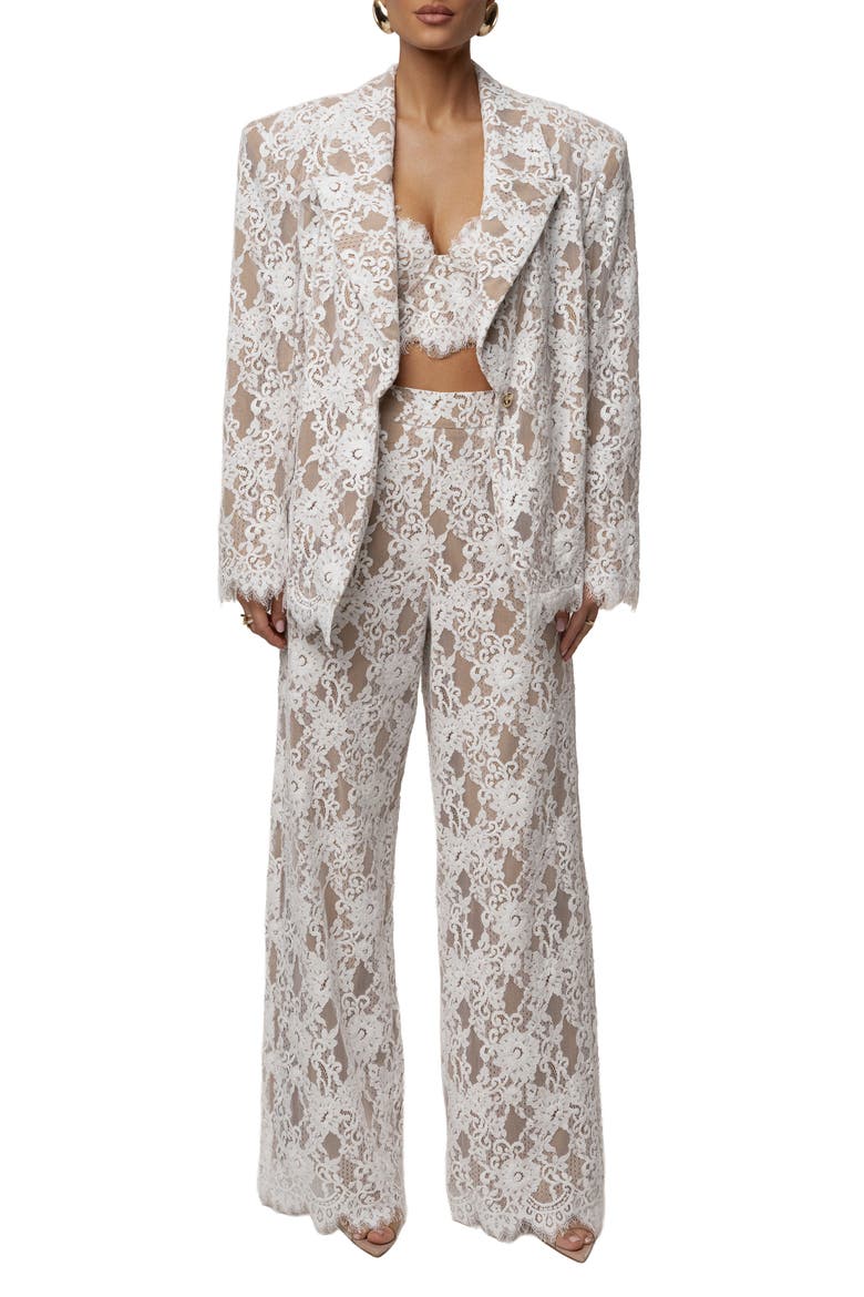 Lace And Desire Blazer, Alternate, color, White