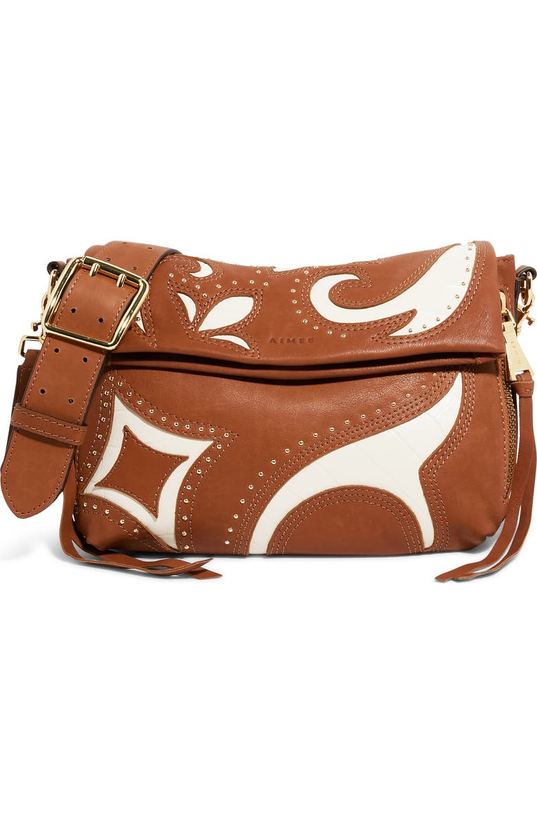 AIMEE Bali Double Entry Crossbody Bag, Main, color, Chestnut Inlay