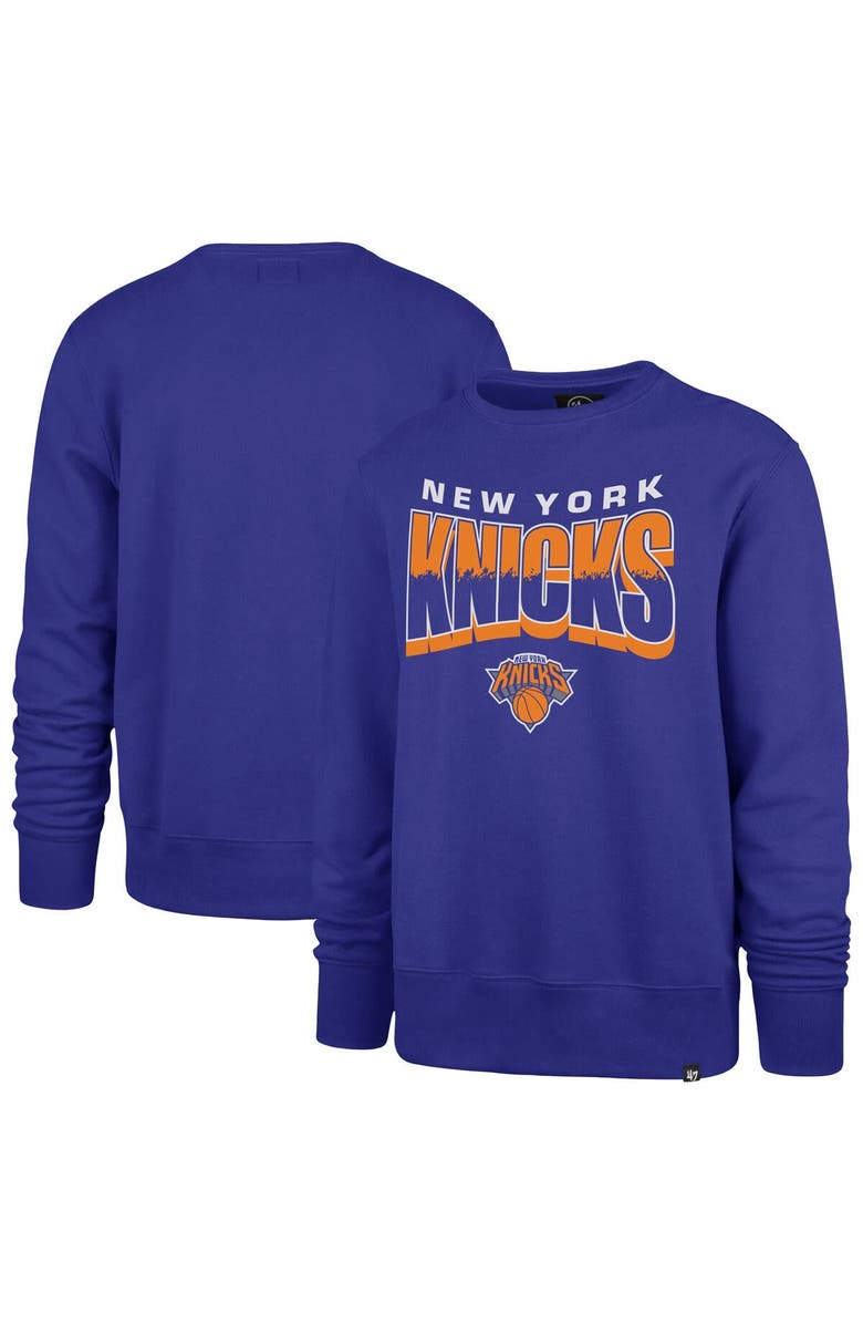 '47 Unisex '47  Blue New York Knicks Brush By Headline Crewneck Sweatshirt, Main, color, Blue