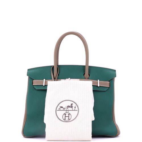 Pre-owned Hermes Hermes Birkin Handbag Bicolor Togo With Brushed Palladium Hardware 30 In Green