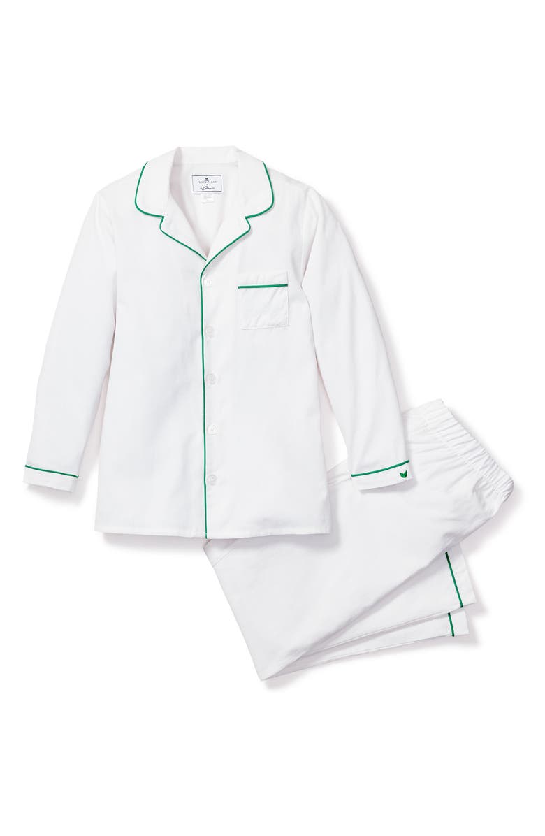 Petite Plume Kids' Piped Two-Piece Pajamas, Main, color, White