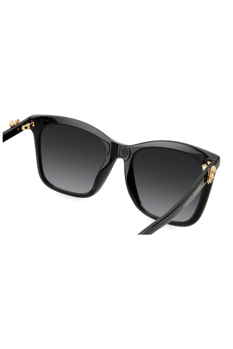 Her 55mm Gradient Rectangular Sunglasses, Alternate, color, BLACK/ DARK GREY SF