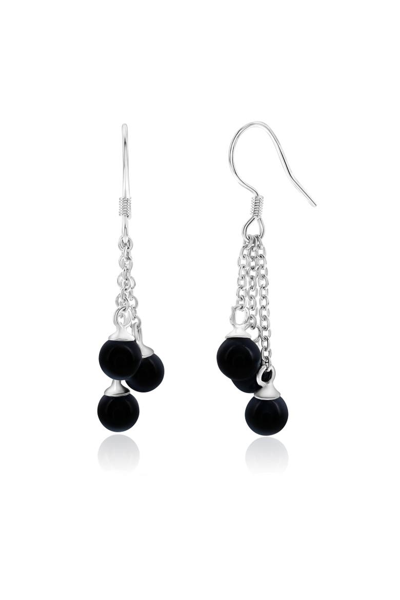 Sterling Silver Pearl Earrings, Main, color, Silver