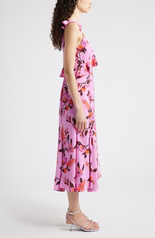 Chelsea28 Floral Print Ruffle Midi Dress In Pink