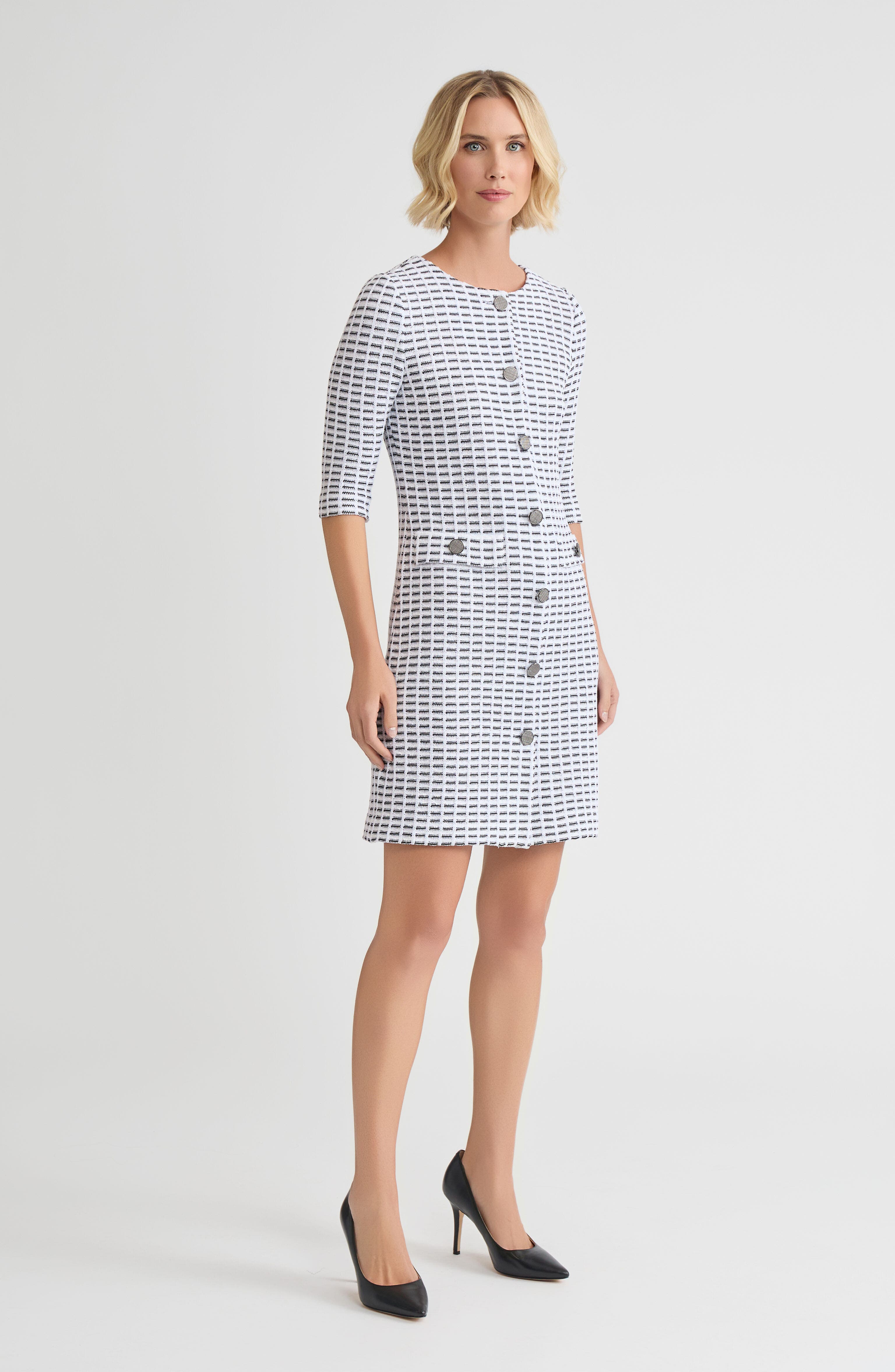 Misook Two-Tone Tweed Knit Sheath Dress (Women) | Nordstrom