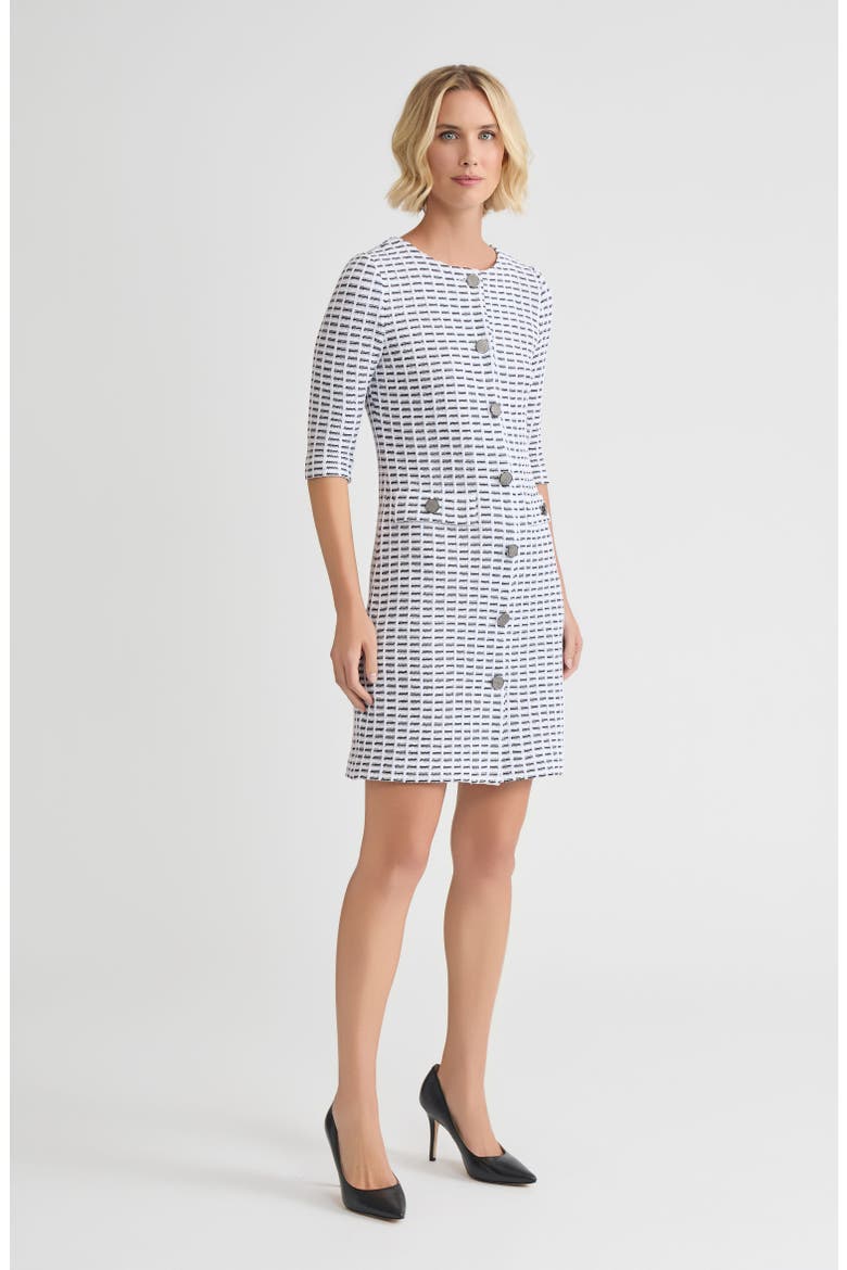 Two-Tone Tweed Knit Sheath Dress, Alternate, color, Black/White
