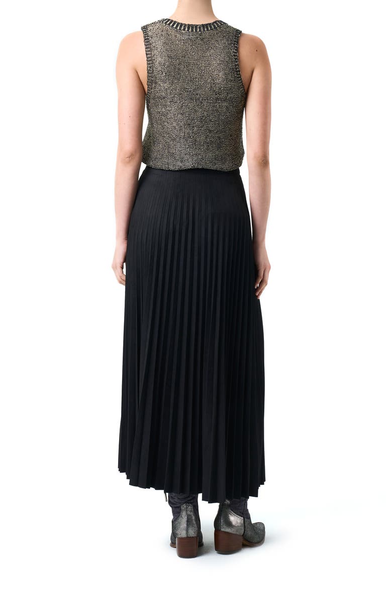 Alma Pleated Skirt In Knit Fabric, Alternate, color, Black