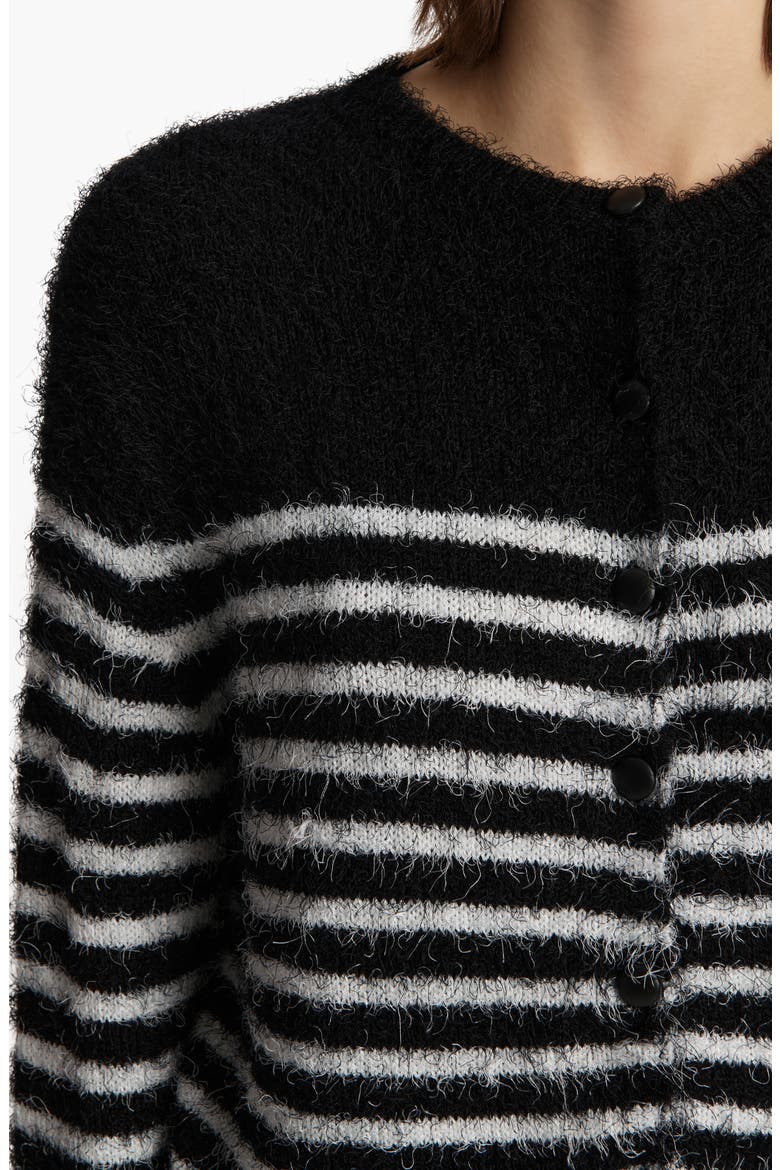 Jules Silk & Cashmere Eyelash Cardigan, Alternate, color, BLACK / GLAZE