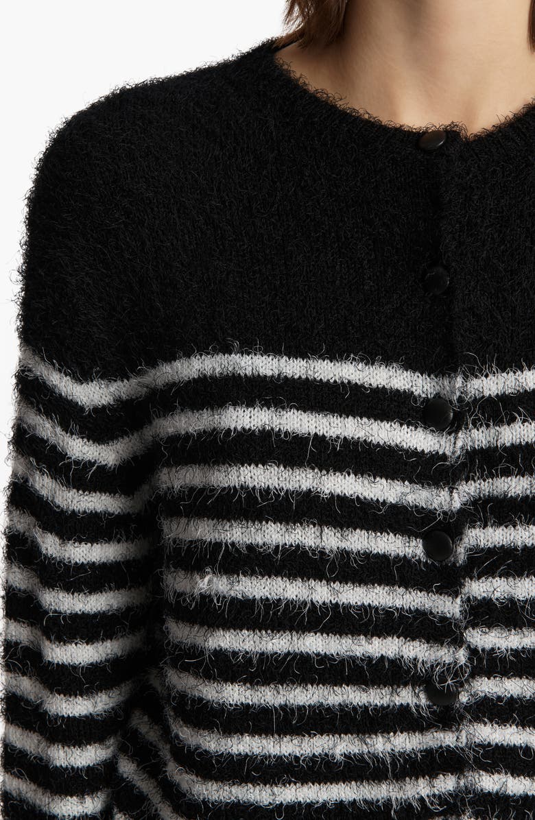 Khaite Jules Silk & Cashmere Eyelash Cardigan, Alternate, color, Black / Glaze