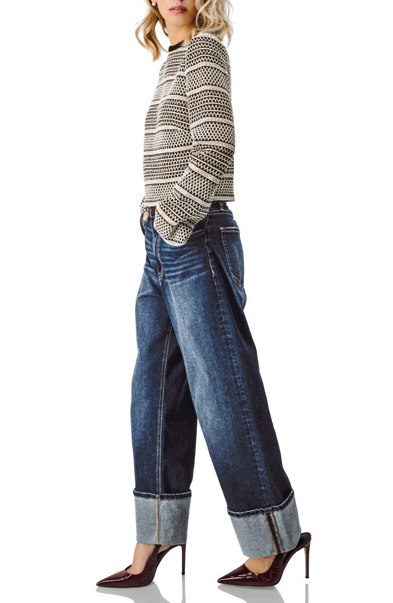 IVONNE Long Sleeve Knit Crop Top, Alternate, color, Black