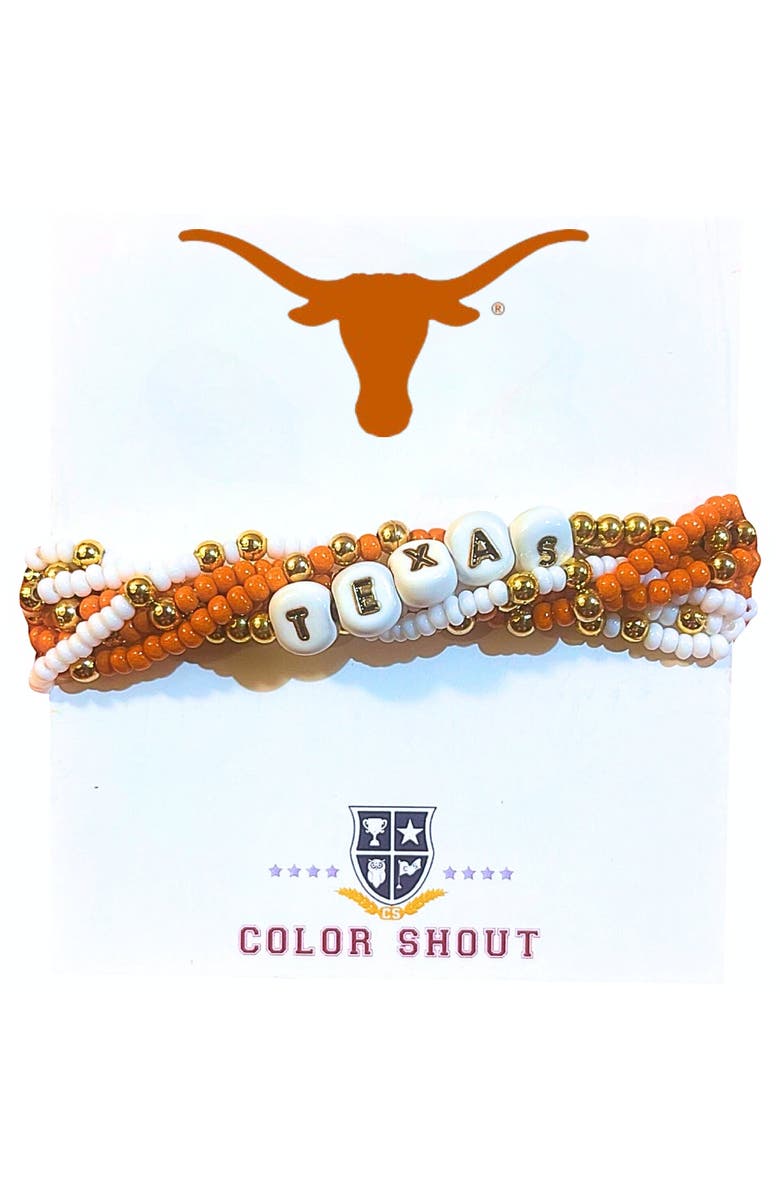 Color Shout University of Texas Lucky 7 Bracelet Set, Main, color, Yellow Gold