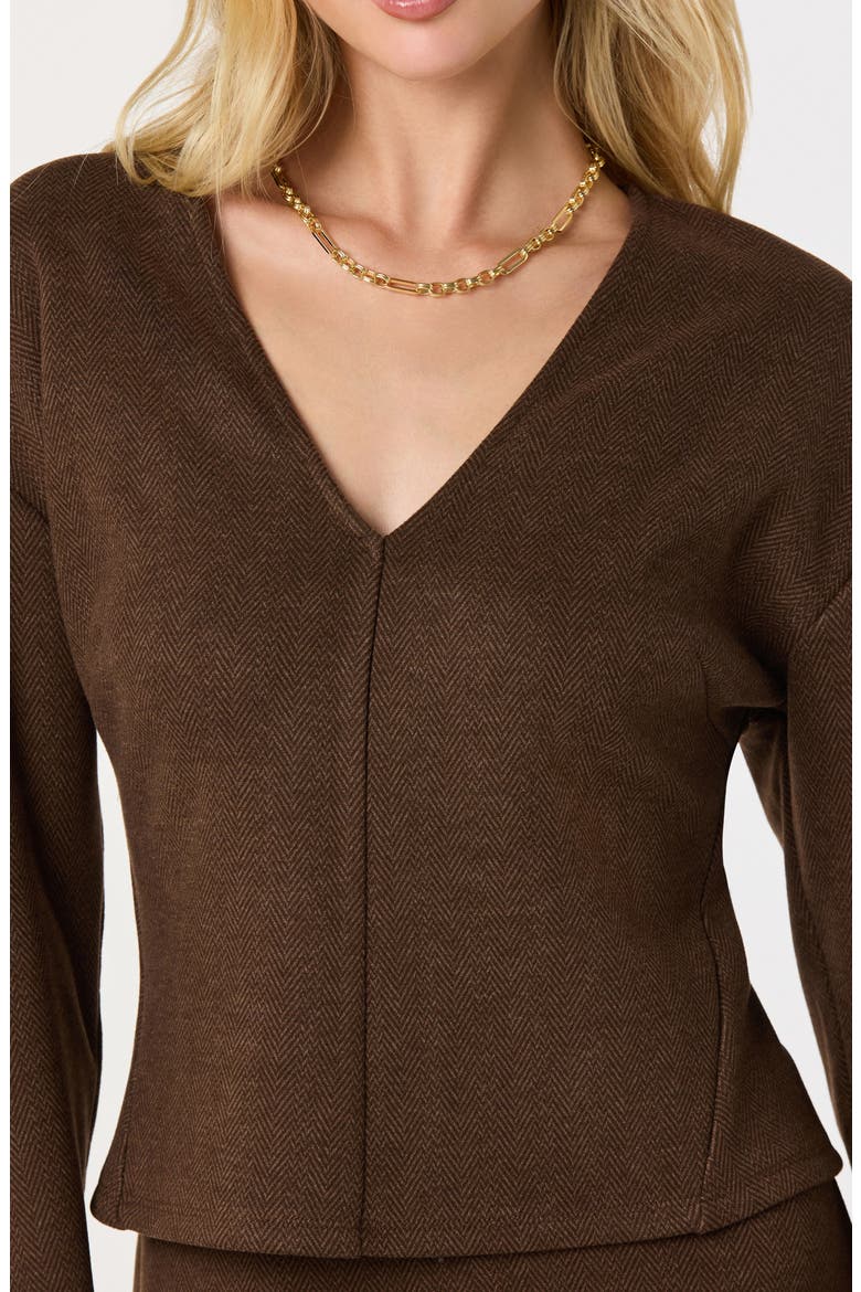 Herringbone Knit Top, Alternate, color, BROWN