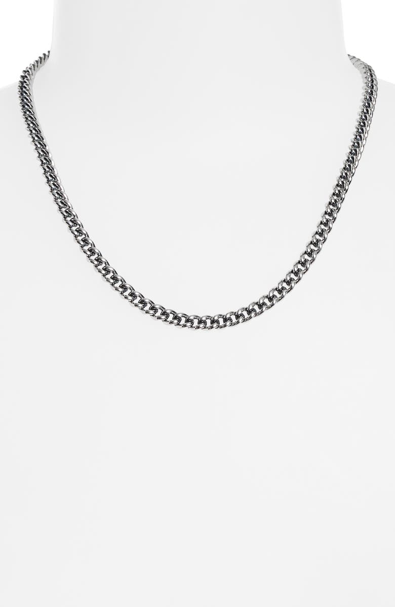 Good Art Hlywd Men's Sapphire Rosette AA Curb Chain Necklace, Alternate, color, Sterling Sliver