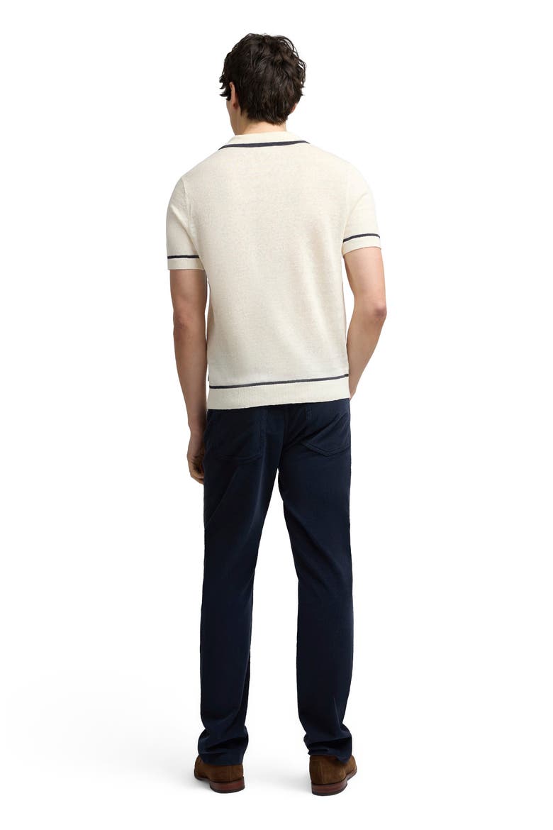 Linen Johnny Collar Polo, Alternate, color, Egret/Midnight