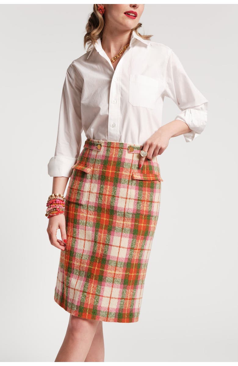 Frances Valentine Pencil Skirt Central Park Plaid Wool, Alternate, color, 