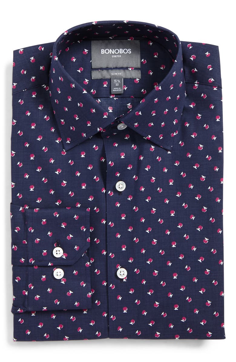 Bonobos Cherry Slim Fit Stretch Floral Dress Shirt, Main, color, 