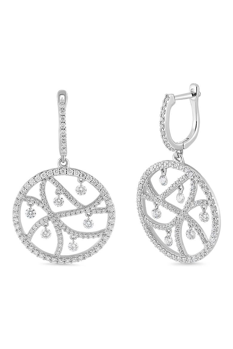 18K Gold Liora Natural Dancing Diamond Circle Drop Earrings (Online Trunk Show), Main, color, 18K WHITE GOLD