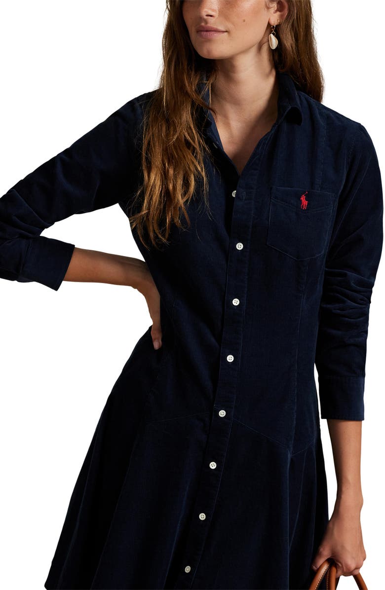Polo Ralph Lauren Long Sleeve Corduroy Shirtdress, Alternate, color,