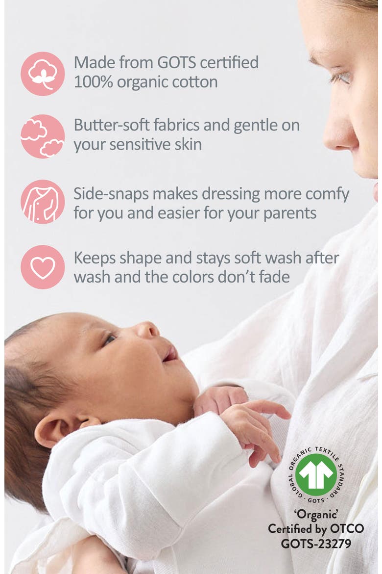 Sterling Side Snap Organic Cotton Assorted 3-Pack Bodysuits, Alternate, color, FLORAL FIELDS CHECK
