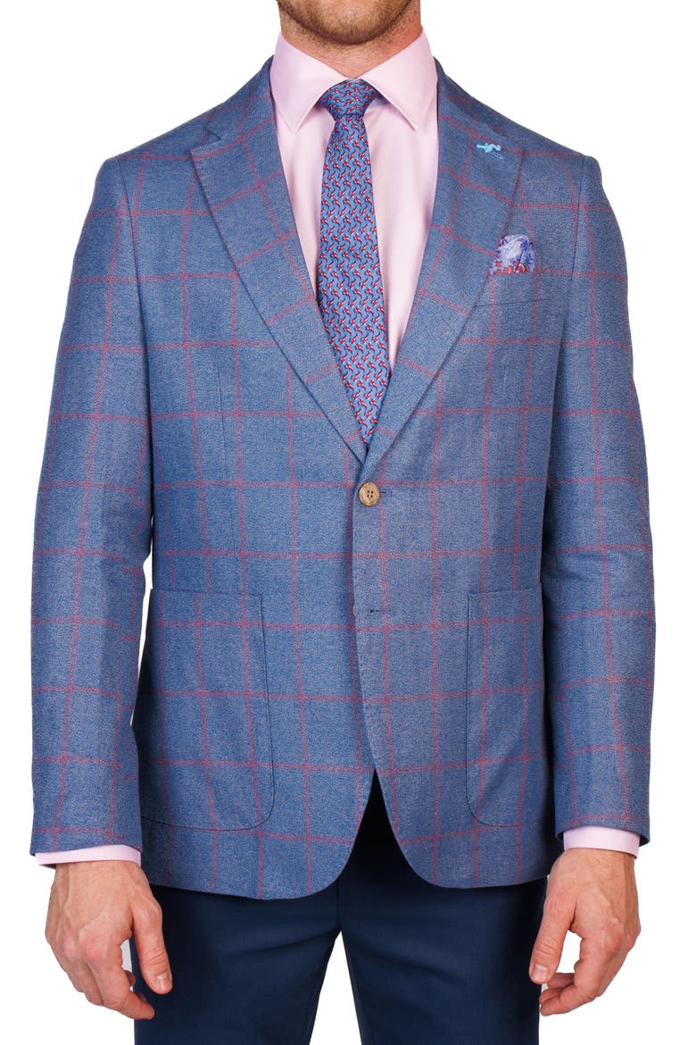 Textured Yarn Dyed Windowpane Sport Coat, Main, color, BLUE