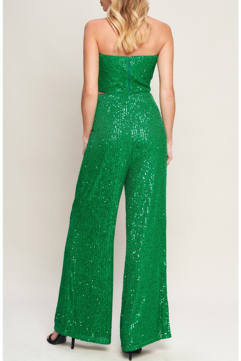 Sequin Tube Top & Wide Leg Pants Set, Alternate, color, GREEN